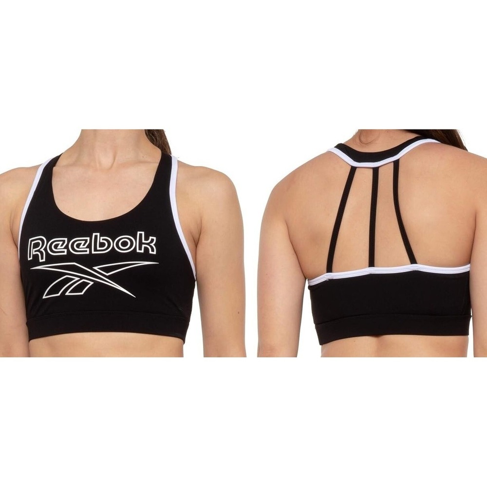 Reebok Burst Racerback Sports Bra Wireless Black/White Women's Size Small NEW! - Picture 3 of 7